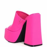 AZALEA WANG SHEBA CHUNKY MULE IN PINK -Sewing Down South shop azalea wang sheba chunky mule in pink fuchsia 4 4