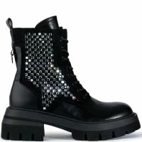 AZALEA WANG SHE'S THRIVING FLATFORM BLING COMBAT BOOT IN BLACK -Sewing Down South shop azalea wang shes thriving flatform bling combat boot in black black 2 2 c1