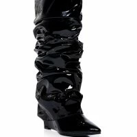 AZALEA WANG SIF WEDGE BOOT IN BLACK -Sewing Down South shop azalea wang sif wedge boot in black black 3 3 c1