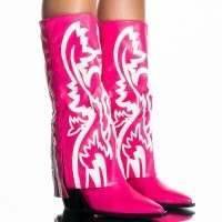 AZALEA WANG SIMPLY BELOW THE KNEE WESTERN BOOTIE IN PINK