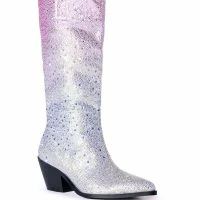 AZALEA WANG SIMPLY ICONIC RHINESTONE OMBRE WESTERN BOOT IN SILVER -Sewing Down South shop azalea wang simply iconic rhinestone ombre western boot in silver silver 3 3