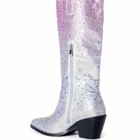 AZALEA WANG SIMPLY ICONIC RHINESTONE OMBRE WESTERN BOOT IN SILVER -Sewing Down South shop azalea wang simply iconic rhinestone ombre western boot in silver silver 4 4