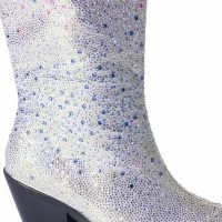 AZALEA WANG SIMPLY ICONIC RHINESTONE OMBRE WESTERN BOOT IN SILVER -Sewing Down South shop azalea wang simply iconic rhinestone ombre western boot in silver silver 5 5