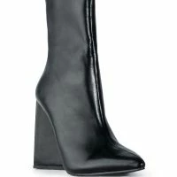 AZALEA WANG SIMPLY IRRESISTIBLE CHUNKY PU BOOTIE IN BLACK -Sewing Down South shop azalea wang simply irresistible chunky pu bootie in black black 3 3