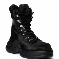 AZALEA WANG SKYLAR EDGY LACE UP BOOTIE IN BLACK -Sewing Down South shop azalea wang skylar edgy lace up bootie in black black 3 3