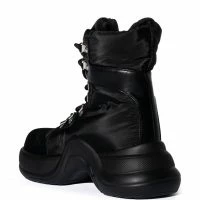 AZALEA WANG SKYLAR EDGY LACE UP BOOTIE IN BLACK -Sewing Down South shop azalea wang skylar edgy lace up bootie in black black 4 4