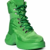 AZALEA WANG SKYLAR EDGY LACE UP BOOTIE IN GREEN -Sewing Down South shop azalea wang skylar edgy lace up bootie in green green 3 3
