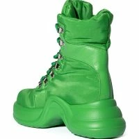 AZALEA WANG SKYLAR EDGY LACE UP BOOTIE IN GREEN -Sewing Down South shop azalea wang skylar edgy lace up bootie in green green 4 4
