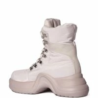 AZALEA WANG SKYLAR EDGY LACE UP BOOTIE IN SAND -Sewing Down South shop azalea wang skylar edgy lace up bootie in sand sand 4 4 c1 c1