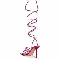 AZALEA WANG SLAY STATION LACE UP SANDAL IN FUCHSIA -Sewing Down South shop azalea wang slay station lace up sandal in fuchsia fuchsia 4 4