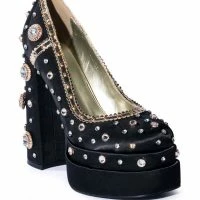 AZALEA WANG SOMETHING NEW SATIN PUMP IN BLACK -Sewing Down South shop azalea wang something new satin pump in black black 3 3