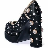 AZALEA WANG SOMETHING NEW SATIN PUMP IN BLACK -Sewing Down South shop azalea wang something new satin pump in black black 4 4