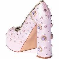 AZALEA WANG SOMETHING NEW SATIN PUMP IN PINK -Sewing Down South shop azalea wang something new satin pump in pink pink 4 4