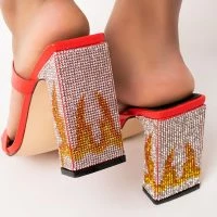 AZALEA WANG SPICE IT UP CHUNKY SANDAL IN RED -Sewing Down South shop azalea wang spice it up chunky sandal in red red 5 5