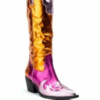 AZALEA WANG SPICE IT UP CHUNKY WESTERN BOOT IN MULTI -Sewing Down South shop azalea wang spice it up chunky western boot in multi multi 3 3