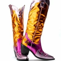 AZALEA WANG SPICE IT UP CHUNKY WESTERN BOOT IN MULTI -Sewing Down South shop azalea wang spice it up chunky western boot in multi multi 5 5