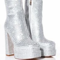 AZALEA WANG STAR POWER EMBELLISHED CHUNKY PLATFORM BOOTIE IN SILVER