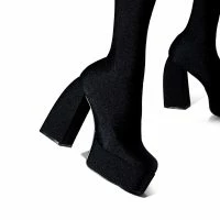 AZALEA WANG STAR STRETCH CHUNKY HEEL PANT BOOT IN BLACK 13 AZALEA WANG STAR STRETCH CHUNKY HEEL PANT BOOT IN BLACK -Sewing Down South shop azalea wang star stretch chunky heel pant boot in black black 6 6