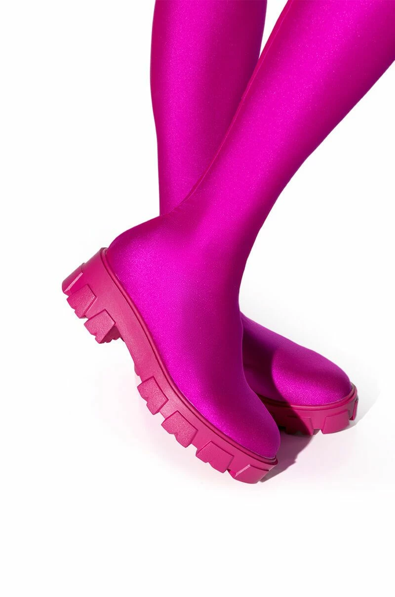 AZALEA WANG STAR STRETCH FLATFORM PANT BOOT IN FUCHSIA 4 AZALEA WANG STAR STRETCH FLATFORM PANT BOOT IN FUCHSIA - Image 4