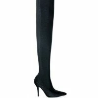 AZALEA WANG STAR STRETCH LOVE STRUCK ULTRA THIGH HIGH STILETTO BOOT IN BLACK -Sewing Down South shop azalea wang star stretch love struck ultra thigh high stiletto boot in black black 4 4 c1 c1 c1