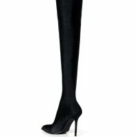 AZALEA WANG STAR STRETCH NEW LEVEL THIGH HIGH STILETTO BOOT IN BLACK -Sewing Down South shop azalea wang star stretch new level thigh high stiletto boot in black black 4 4