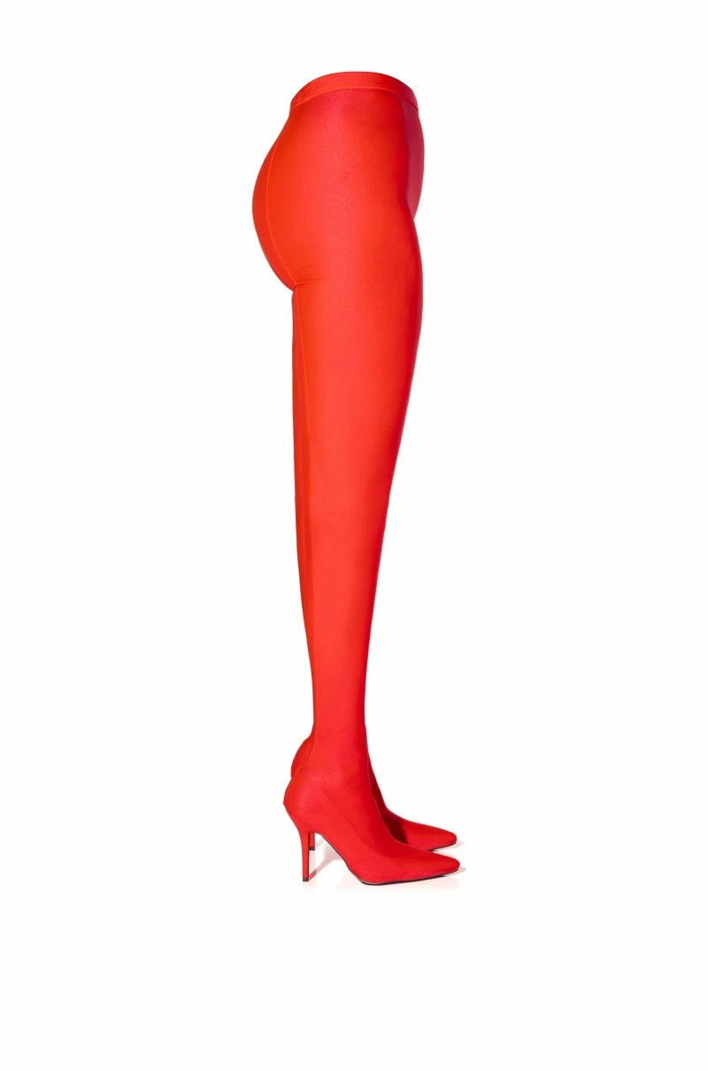 AZALEA WANG STAR STRETCH STILETTO PANT BOOT IN RED 2 AZALEA WANG STAR STRETCH STILETTO PANT BOOT IN RED - Image 2