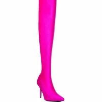 AZALEA WANG STAR STRETCH THIGH HIGH STILETTO BOOT IN FUCHSIA -Sewing Down South shop azalea wang star stretch thigh high stiletto boot in fuchsia fuchsia 7 7