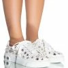 AZALEA WANG STARLIGHT RHINESTONE FLAT SNEAKER IN WHITE