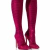 AZALEA WANG STATUE EMBELLISHED STRETCH BOOT IN PINK