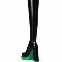 AZALEA WANG STEP UP THIGH HIGH FAUX LEATHER BOOT IN GREEN -Sewing Down South shop azalea wang step up thigh high faux leather boot in green green 4 4