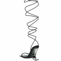 AZALEA WANG STEP YOUR GAME UP FLOATING HEEL STRAPPY SANDAL IN BLACK -Sewing Down South shop azalea wang step your game up floating heel strappy sandal in black black 4 4