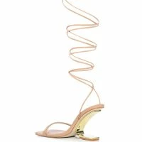 AZALEA WANG STEP YOUR GAME UP FLOATING HEEL STRAPPY SANDAL IN NUDE -Sewing Down South shop azalea wang step your game up floating heel strappy sandal in nude nude 5 5