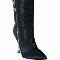 AZALEA WANG STEPPING OUT STILETTO PUFFER BOOTIE IN BLACK -Sewing Down South shop azalea wang stepping out stiletto puffer bootie in black black 3 3