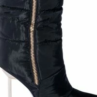 AZALEA WANG STEPPING OUT STILETTO PUFFER BOOTIE IN BLACK -Sewing Down South shop azalea wang stepping out stiletto puffer bootie in black black 5 5