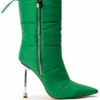 AZALEA WANG STEPPING OUT STILETTO PUFFER BOOTIE IN GREEN