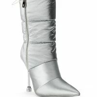 AZALEA WANG STEPPING OUT STILETTO PUFFER BOOTIE IN SILVER -Sewing Down South shop azalea wang stepping out stiletto puffer bootie in silver silver 3 3