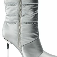 AZALEA WANG STEPPING OUT STILETTO PUFFER BOOTIE IN SILVER -Sewing Down South shop azalea wang stepping out stiletto puffer bootie in silver silver 5 5