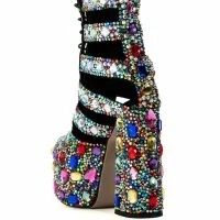 AZALEA WANG STOMP EMBELLISHED LACE UP BOOTIE IN MULTI -Sewing Down South shop azalea wang stomp embellished lace up bootie in multi multi 4 4