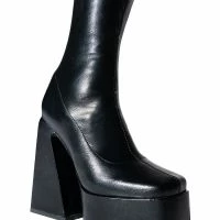 AZALEA WANG STRUT THIS WAY THIGH HIGH PLATFORM BOOT IN BLACK -Sewing Down South shop azalea wang strut this way thigh high platform boot in black black 5 5