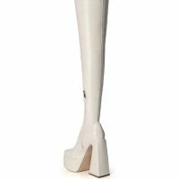 AZALEA WANG STRUT THIS WAY THIGH HIGH PLATFORM BOOT IN WHITE -Sewing Down South shop azalea wang strut this way thigh high platform boot in white white 4 4