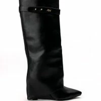 AZALEA WANG STUCK ON YOU WEDGE BOOT IN BLACK