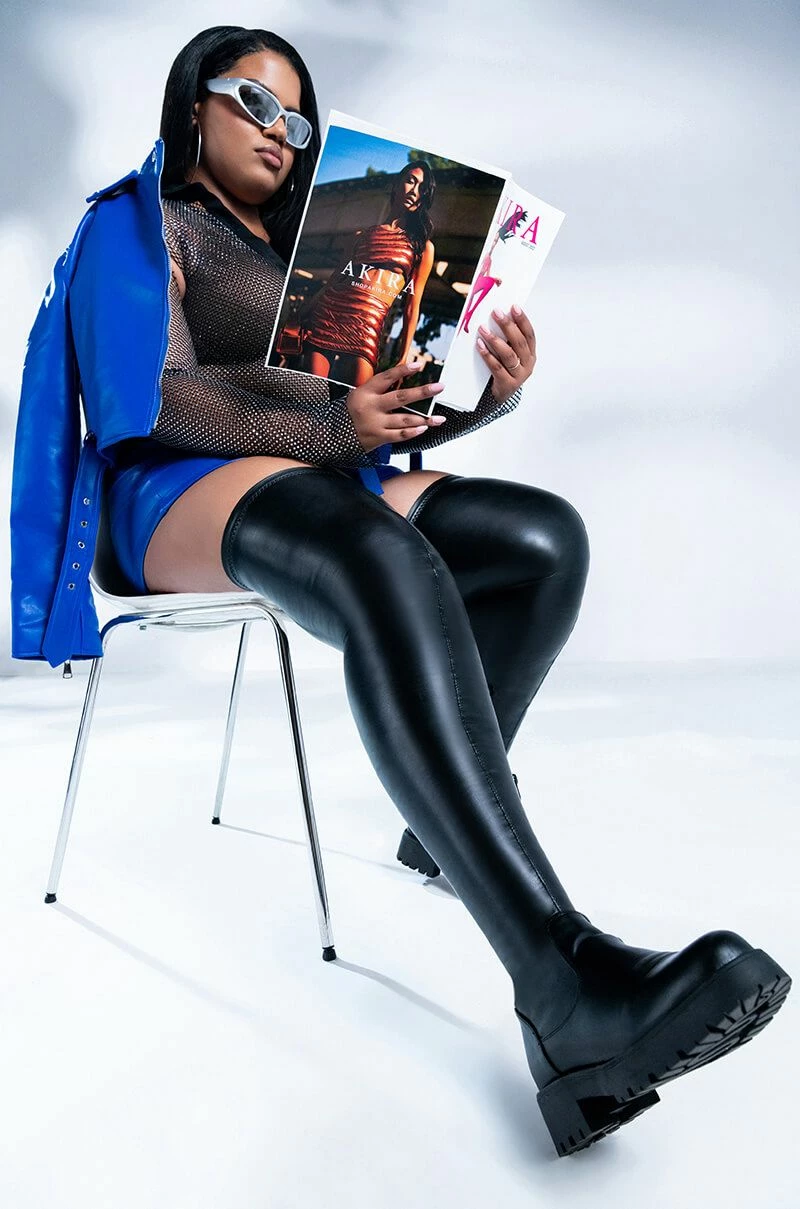 AZALEA WANG SURGICAL FLATFORM BOOT WITH 4 WAY STRETCH IN STRETCH PU 10 AZALEA WANG SURGICAL FLATFORM BOOT WITH 4 WAY STRETCH IN STRETCH PU - Image 10