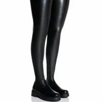 AZALEA WANG SURGICAL FLATFORM BOOT WITH 4 WAY STRETCH IN STRETCH PU