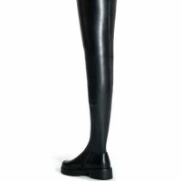 AZALEA WANG SURGICAL FLATFORM BOOT WITH 4 WAY STRETCH IN STRETCH PU 21 AZALEA WANG SURGICAL FLATFORM BOOT WITH 4 WAY STRETCH IN STRETCH PU -Sewing Down South shop azalea wang surgical flatform boot in stretch pu black 4 4