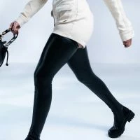 AZALEA WANG SURGICAL FLATFORM BOOT WITH 4 WAY STRETCH IN STRETCH PU 23 AZALEA WANG SURGICAL FLATFORM BOOT WITH 4 WAY STRETCH IN STRETCH PU -Sewing Down South shop azalea wang surgical flatform boot in stretch pu black 6 6