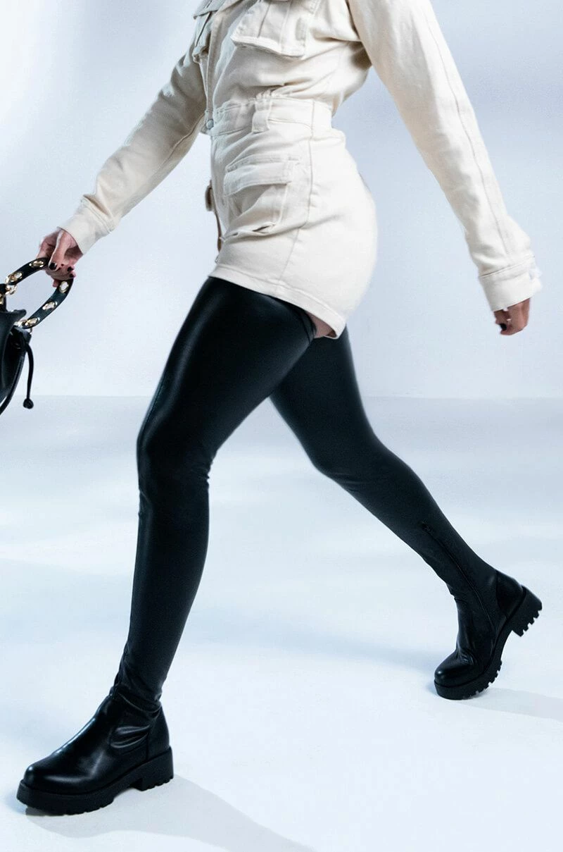 AZALEA WANG SURGICAL FLATFORM BOOT WITH 4 WAY STRETCH IN STRETCH PU 6 AZALEA WANG SURGICAL FLATFORM BOOT WITH 4 WAY STRETCH IN STRETCH PU - Image 6