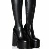 AZALEA WANG SUTTON PU CHUNKY BOOT WITH 4 WAY STRETCH IN BLACK