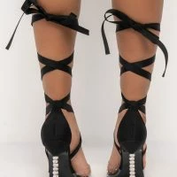 AZALEA WANG SWEET NOTHINGS STILETTO PUMP IN BLACK -Sewing Down South shop azalea wang sweet nothings stiletto pump in black black 4 4 c1