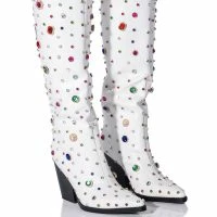 AZALEA WANG SWEET TREAT RHINESTONE EMBELLISHED WESTERN BOOT IN WHITE