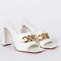 AZALEA WANG TAKE A CHANCE CHUNKY SANDAL IN WHITE -Sewing Down South shop azalea wang take a chance chunky sandal in white white 4 4